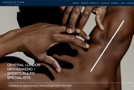 Screenshot of the Grosvenor Orthopaedic Partners website developed by Phast Media